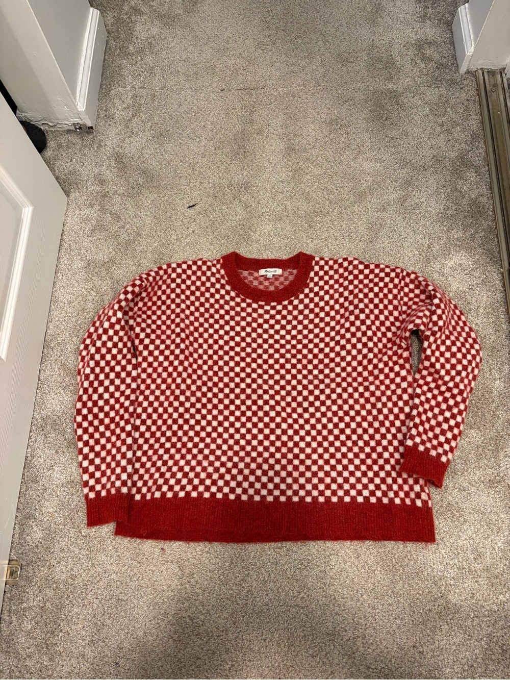 Red & White Checkered Crewneck Sweater - Women’s Madewell